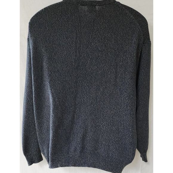 Latitude Vtg 90s Blue Brown Speckled Cotton Sweater Men XL Long Sleeve V- Neck - Picture 2 of 9